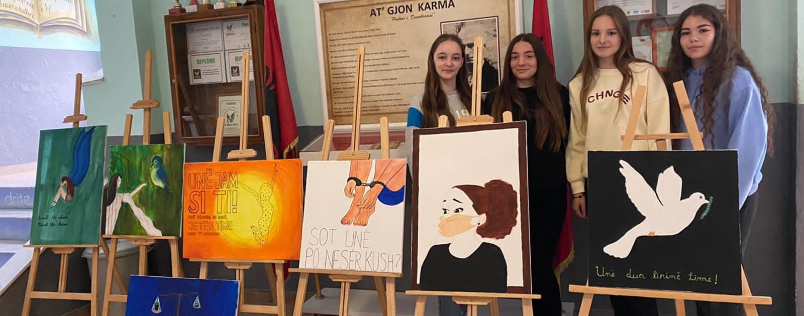 Young people from "At Gjon Karma" High School Convey Messages Against Trafficking, Through Art!